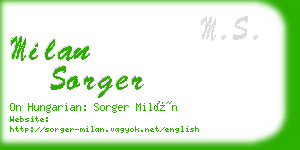 milan sorger business card